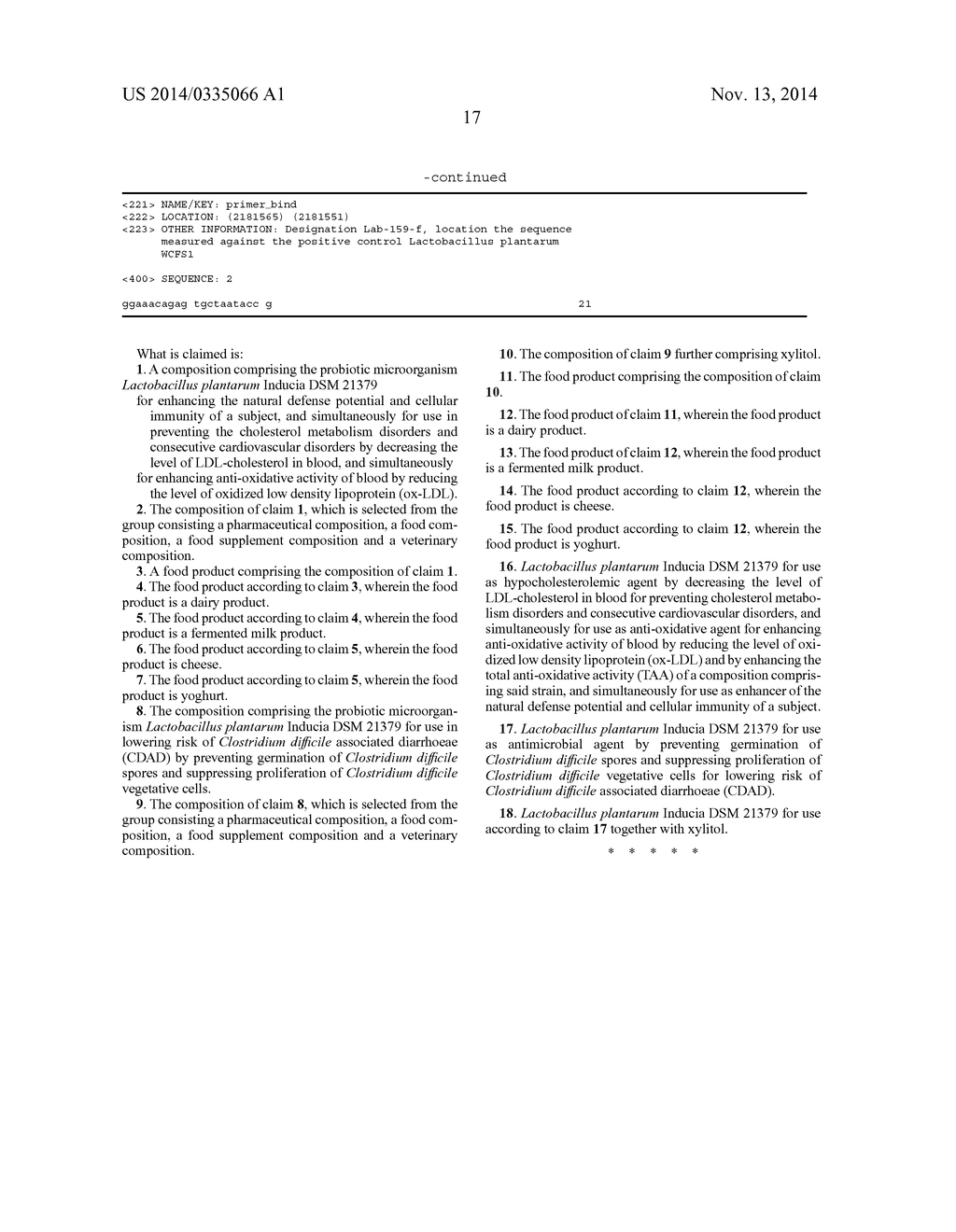 LACTOBACILLUS PLANTARUM INDUCIA DSM 21379 AS ENHANCER OF CELLULAR     IMMUNITY, HYPOCHOLESTEROLEMIC AND ANTI-OXIDATIVE AGENT AND ANTIMICROBIAL     AGENT AGAINST CLOSTRIDIUM DIFFICILE - diagram, schematic, and image 27