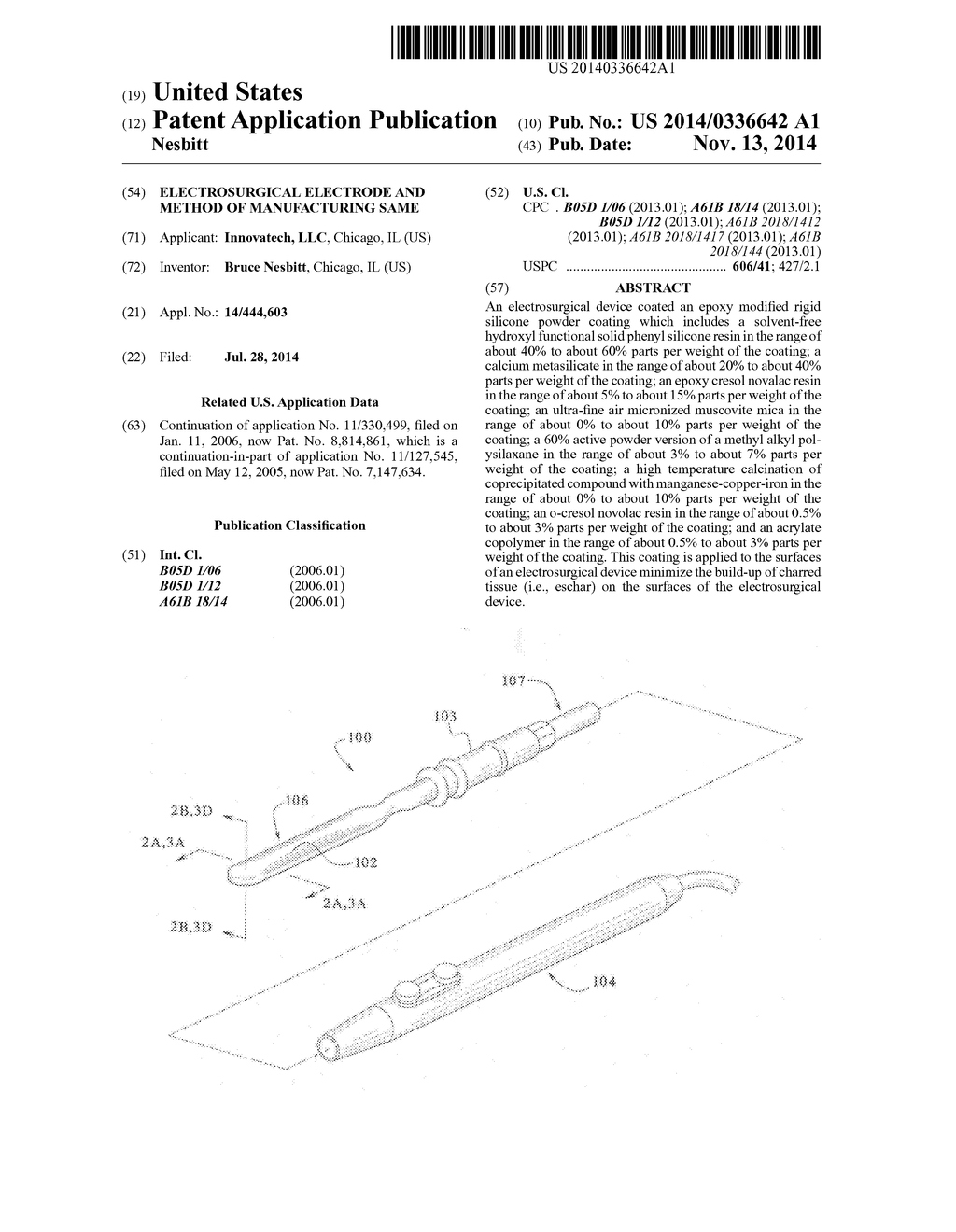 ELECTROSURGICAL ELECTRODE AND METHOD OF MANUFACTURING SAME - diagram, schematic, and image 01