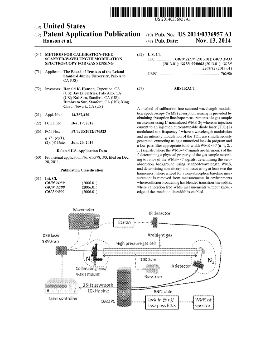 Method for Calibration-Free Scanned-Wavelength Modulation Spectroscopy for     Gas Sensing - diagram, schematic, and image 01