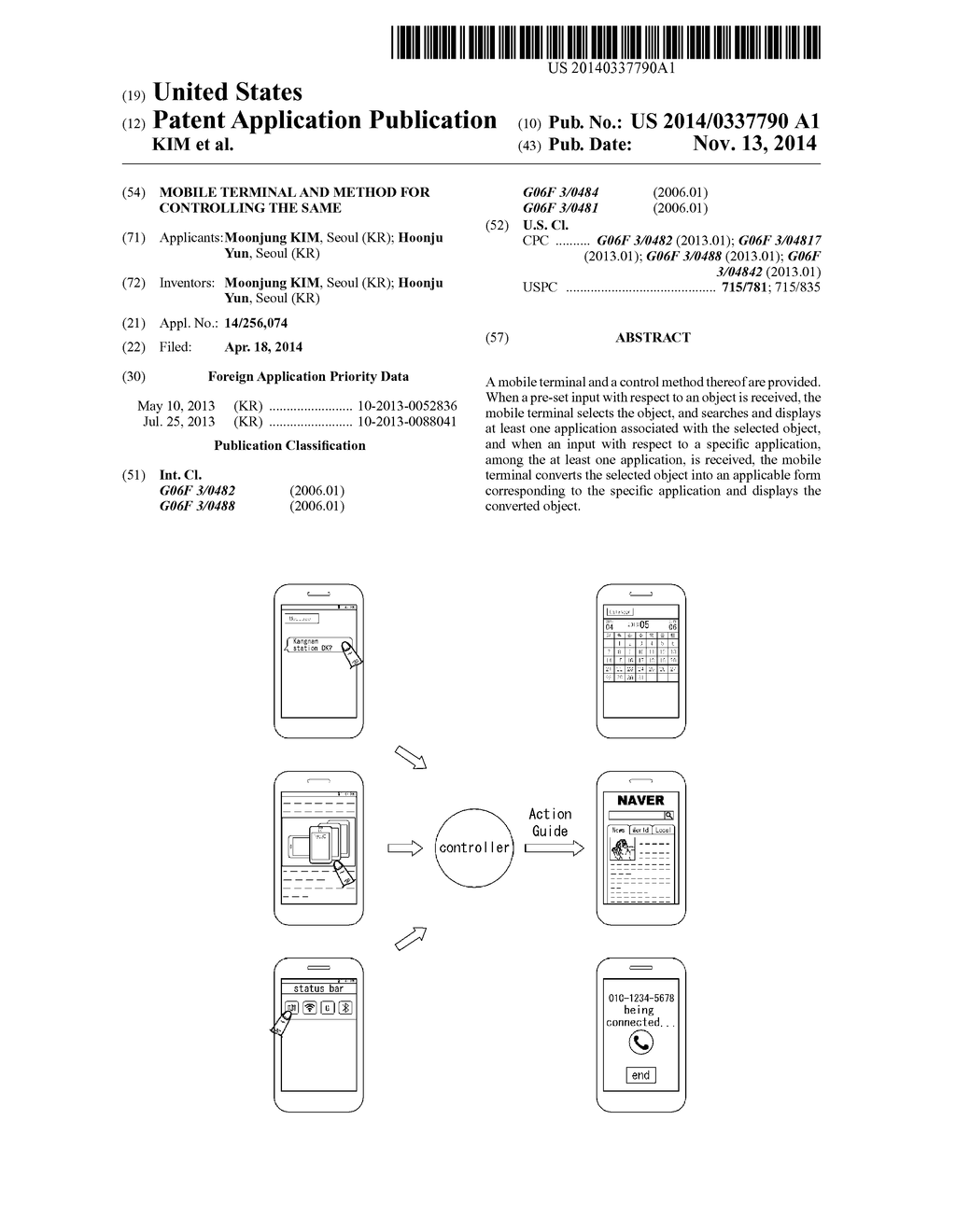 MOBILE TERMINAL AND METHOD FOR CONTROLLING THE SAME - diagram, schematic, and image 01