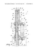 DOUBLE-CYLINDER CIRCULAR HOSIERY KNITTING MACHINE WITH DEVICE FOR     TENSIONING THE MANUFACTURE diagram and image