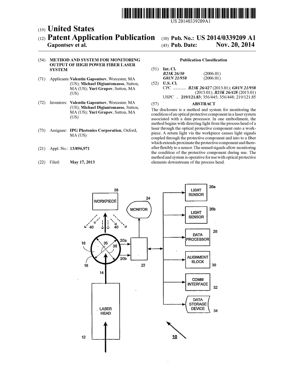 Method and System for Monitoring Output of High Power Fiber Laser System - diagram, schematic, and image 01