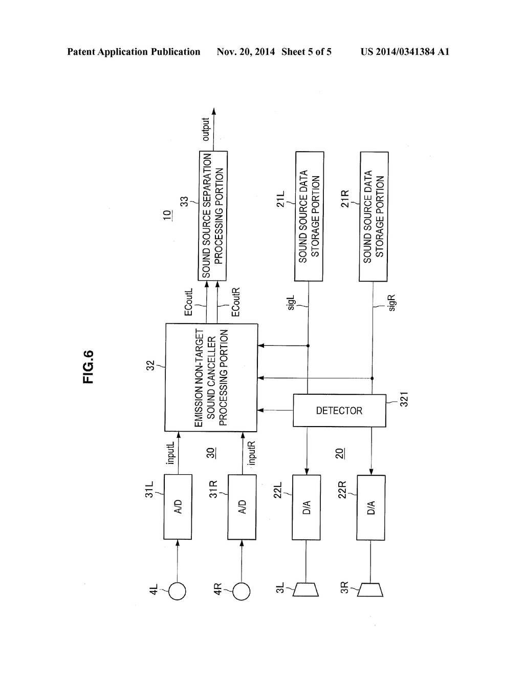 SOUND EMITTING AND COLLECTING APPARATUS, SOUND SOURCE SEPARATING UNIT AND     COMPUTER-READABLE MEDIUM HAVING SOUND SOURCE SEPARATION PROGRAM - diagram, schematic, and image 06