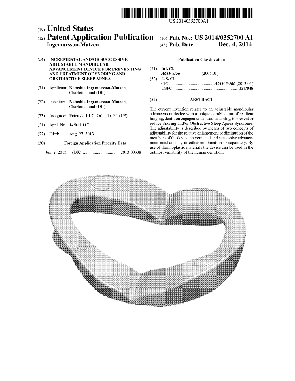 INCREMENTAL AND/OR SUCCESSIVE ADJUSTABLE MANDIBULAR ADVANCEMENT DEVICE FOR     PREVENTING AND TREATMENT OF SNORING AND OBSTRUCTIVE SLEEP APNEA - diagram, schematic, and image 01