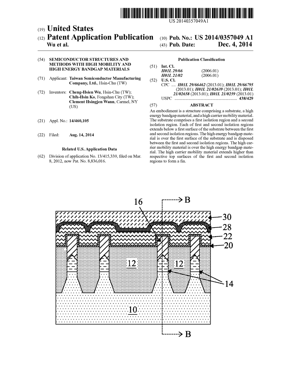 Semiconductor Structures and Methods with High Mobility and High Energy     Bandgap Materials - diagram, schematic, and image 01