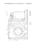 CIRCULAR EVAPORATING COIL WITH BACKWARD INCLINED BLOWER WHEEL WITH A     VERTICAL AXIS ROTATABLE DISCHARGE SHROUD diagram and image