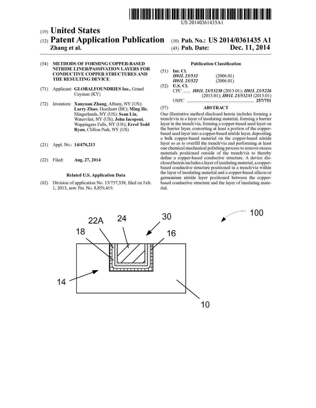 METHODS OF FORMING COPPER-BASED NITRIDE LINER/PASSIVATION LAYERS FOR     CONDUCTIVE COPPER STRUCTURES AND THE RESULTING DEVICE - diagram, schematic, and image 01