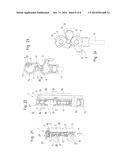 PULL-OUT BLOCKING DEVICE WITH PIVOTABLE SUPPORT ELEMENTS AND SPACER     ELEMENTS diagram and image