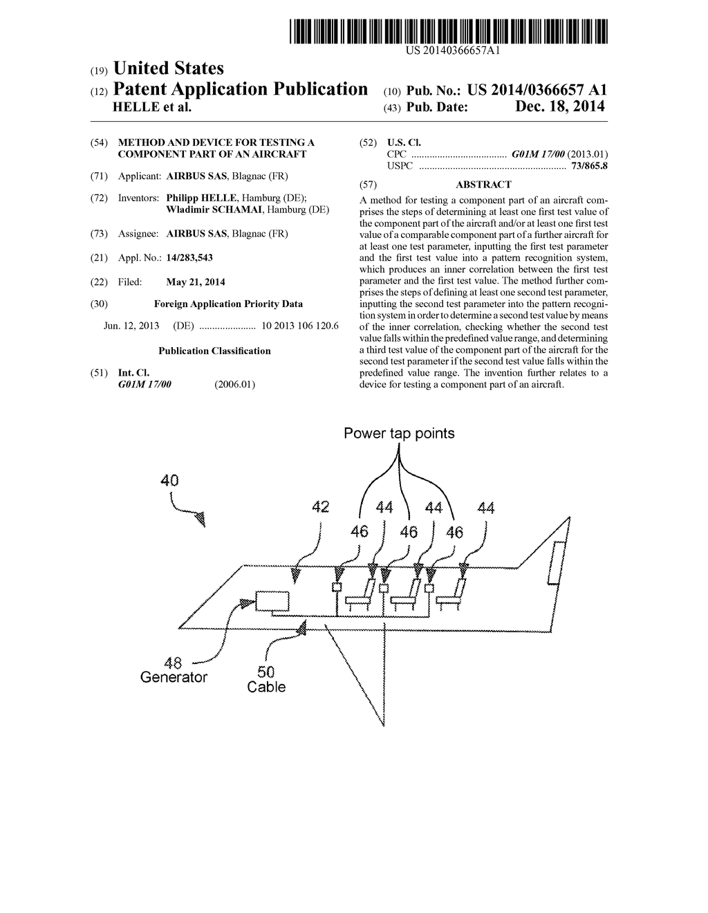 METHOD AND DEVICE FOR TESTING A COMPONENT PART OF AN AIRCRAFT - diagram, schematic, and image 01