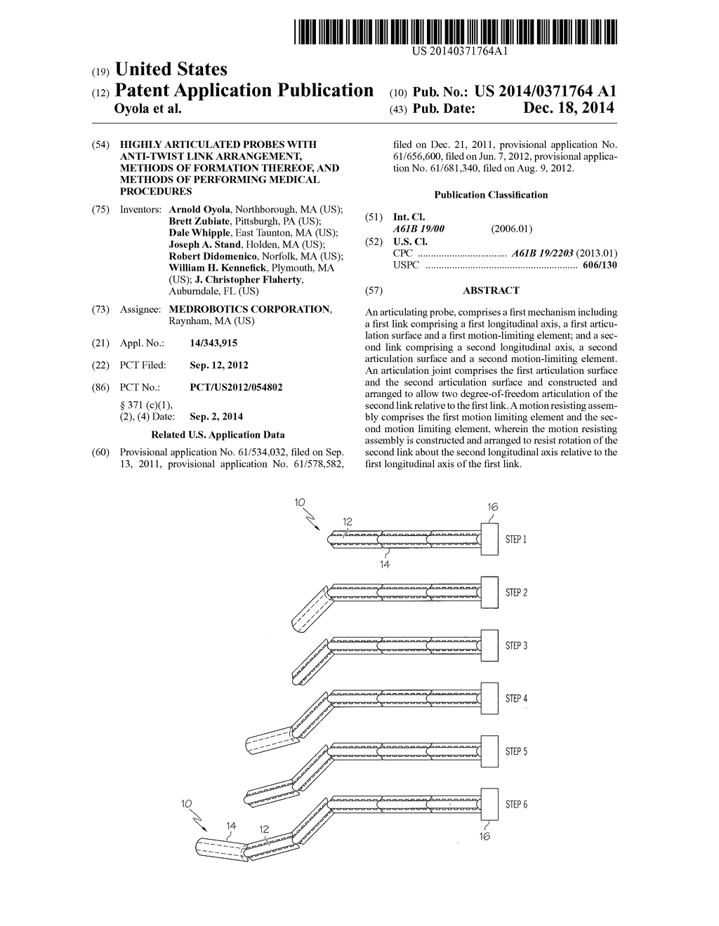 HIGHLY ARTICULATED PROBES WITH ANTI-TWIST LINK ARRANGEMENT, METHODS OF     FORMATION THEREOF, AND METHODS OF PERFORMING MEDICAL PROCEDURES - diagram, schematic, and image 01