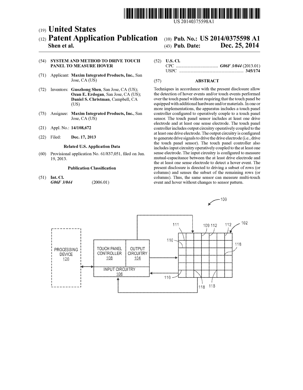 SYSTEM AND METHOD TO DRIVE TOUCH PANEL TO MEASURE HOVER - diagram, schematic, and image 01