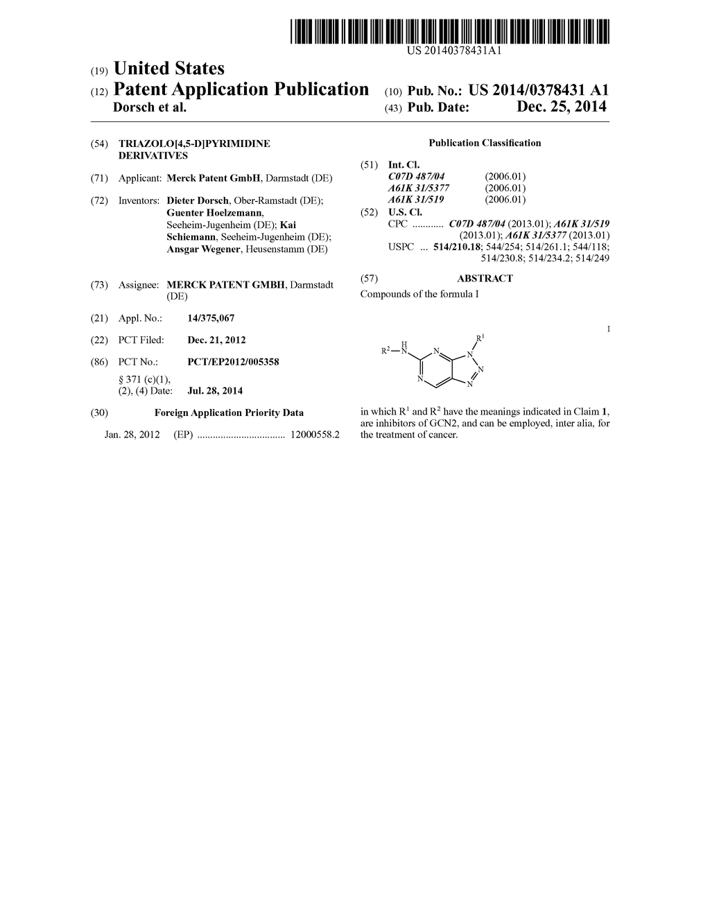 TRIAZOLO[4,5-D]PYRIMIDINE DERIVATIVES - diagram, schematic, and image 01