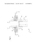 Transport section of a horizontal conveyor device with at least one     adjustable guide element diagram and image