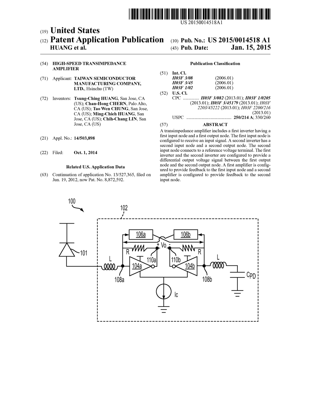 HIGH-SPEED TRANSIMPEDANCE AMPLIFIER - diagram, schematic, and image 01