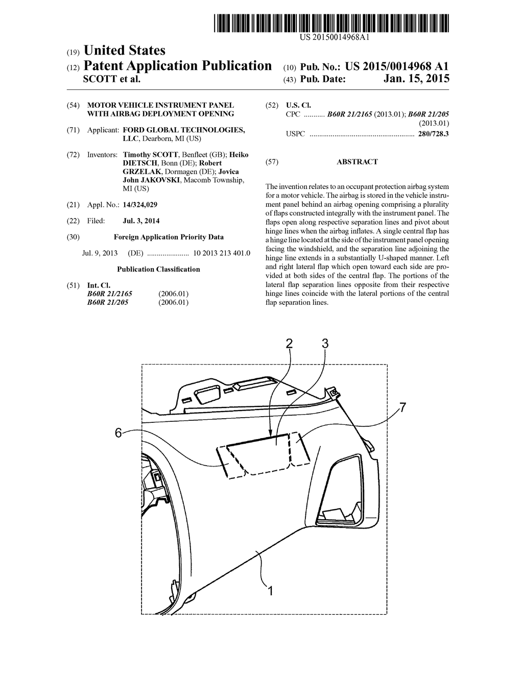 MOTOR VEHICLE INSTRUMENT PANEL WITH AIRBAG DEPLOYMENT OPENING - diagram, schematic, and image 01