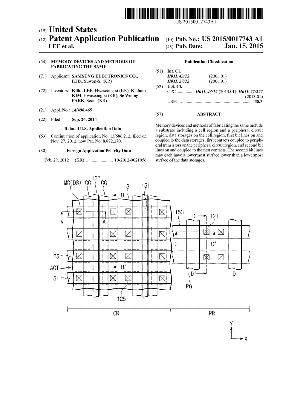 MEMORY DEVICES AND METHODS OF FABRICATING THE SAME - diagram, schematic, and image 01