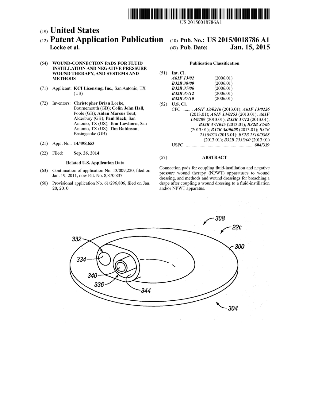 WOUND-CONNECTION PADS FOR FLUID INSTILLATION AND NEGATIVE PRESSURE WOUND     THERAPY, AND SYSTEMS AND METHODS - diagram, schematic, and image 01