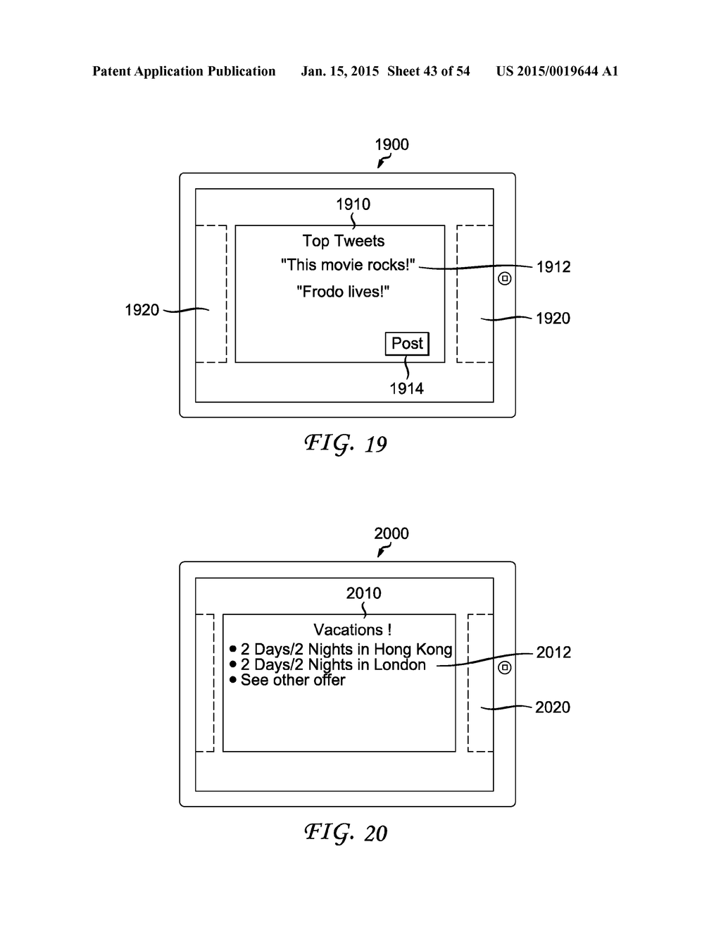 METHOD AND SYSTEM FOR PROVIDING A DISPLAY OF SOCIALMESSAGES ON A SECOND     SCREEN WHICH IS SYNCHED TO CONTENT ON A FIRST SCREEN - diagram, schematic, and image 44
