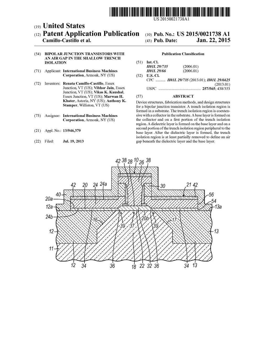 BIPOLAR JUNCTION TRANSISTORS WITH AN AIR GAP IN THE SHALLOW TRENCH     ISOLATION - diagram, schematic, and image 01