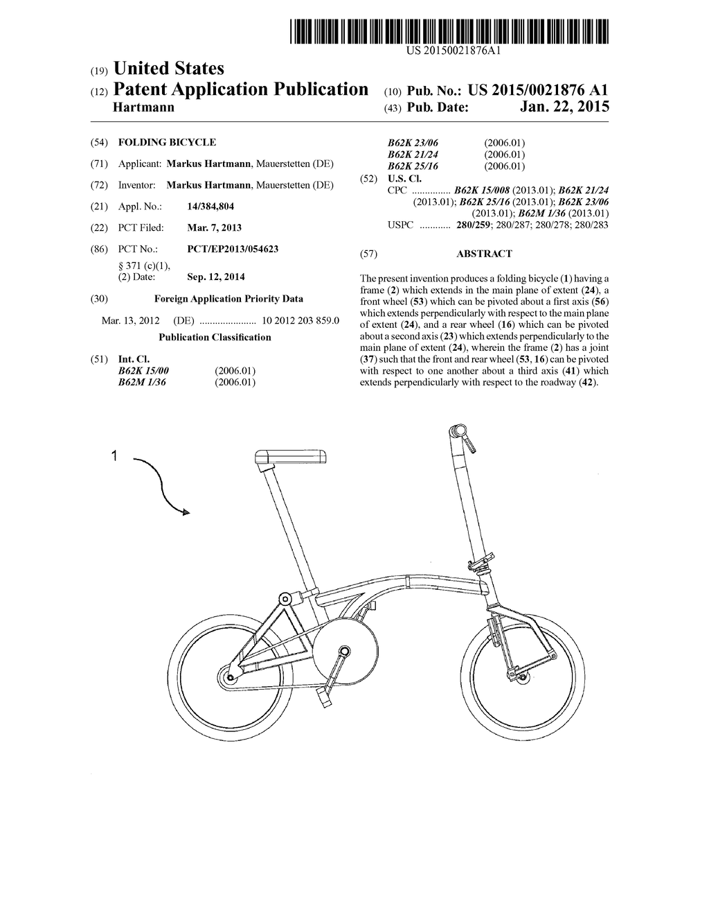 Folding Bicycle - diagram, schematic, and image 01