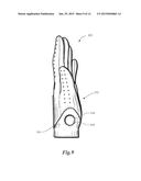 GOLF GLOVES WITH A CUT OUT PORTION AND METHODS TO MANUFACTURE GOLF GLOVES     WITH A CUT OUT PORTION diagram and image