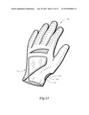 GOLF GLOVES WITH A CUT OUT PORTION AND METHODS TO MANUFACTURE GOLF GLOVES     WITH A CUT OUT PORTION diagram and image