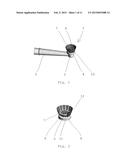 Toothbrush head with a portion of bristles disposed in an outward leaning     angle diagram and image