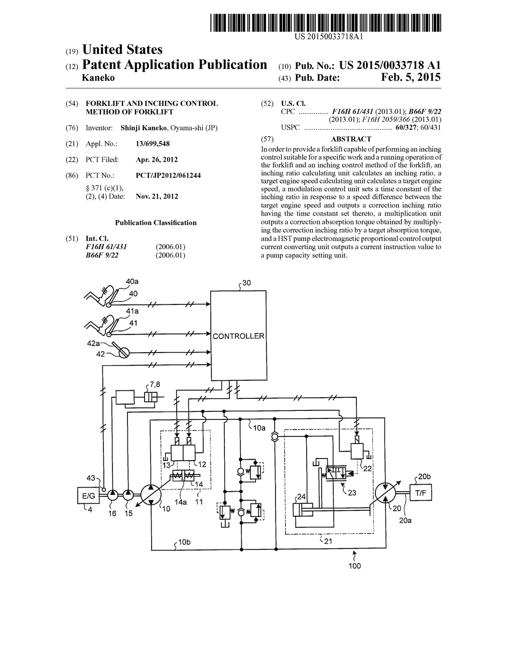 FORKLIFT AND INCHING CONTROL METHOD OF FORKLIFT - diagram, schematic, and image 01