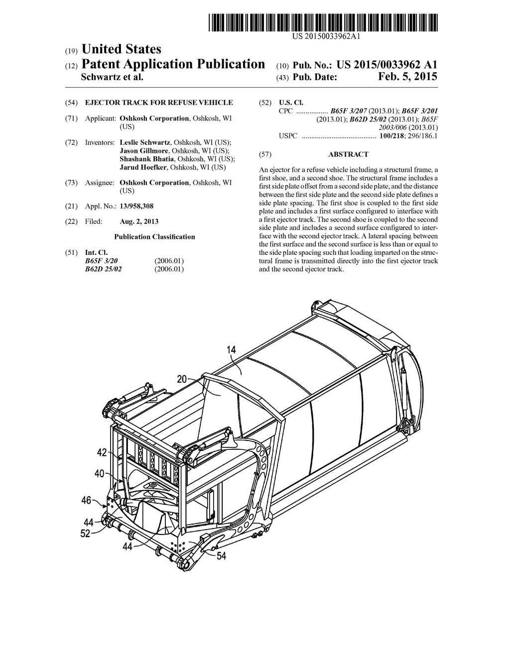 EJECTOR TRACK FOR REFUSE VEHICLE - diagram, schematic, and image 01