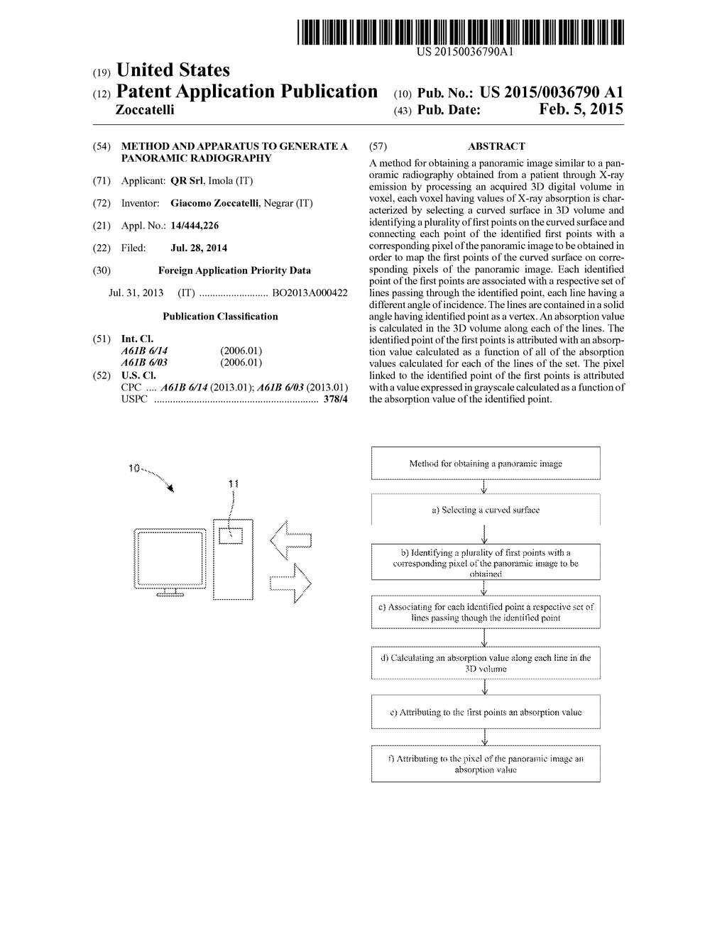 METHOD AND APPARATUS TO GENERATE A PANORAMIC RADIOGRAPHY - diagram, schematic, and image 01