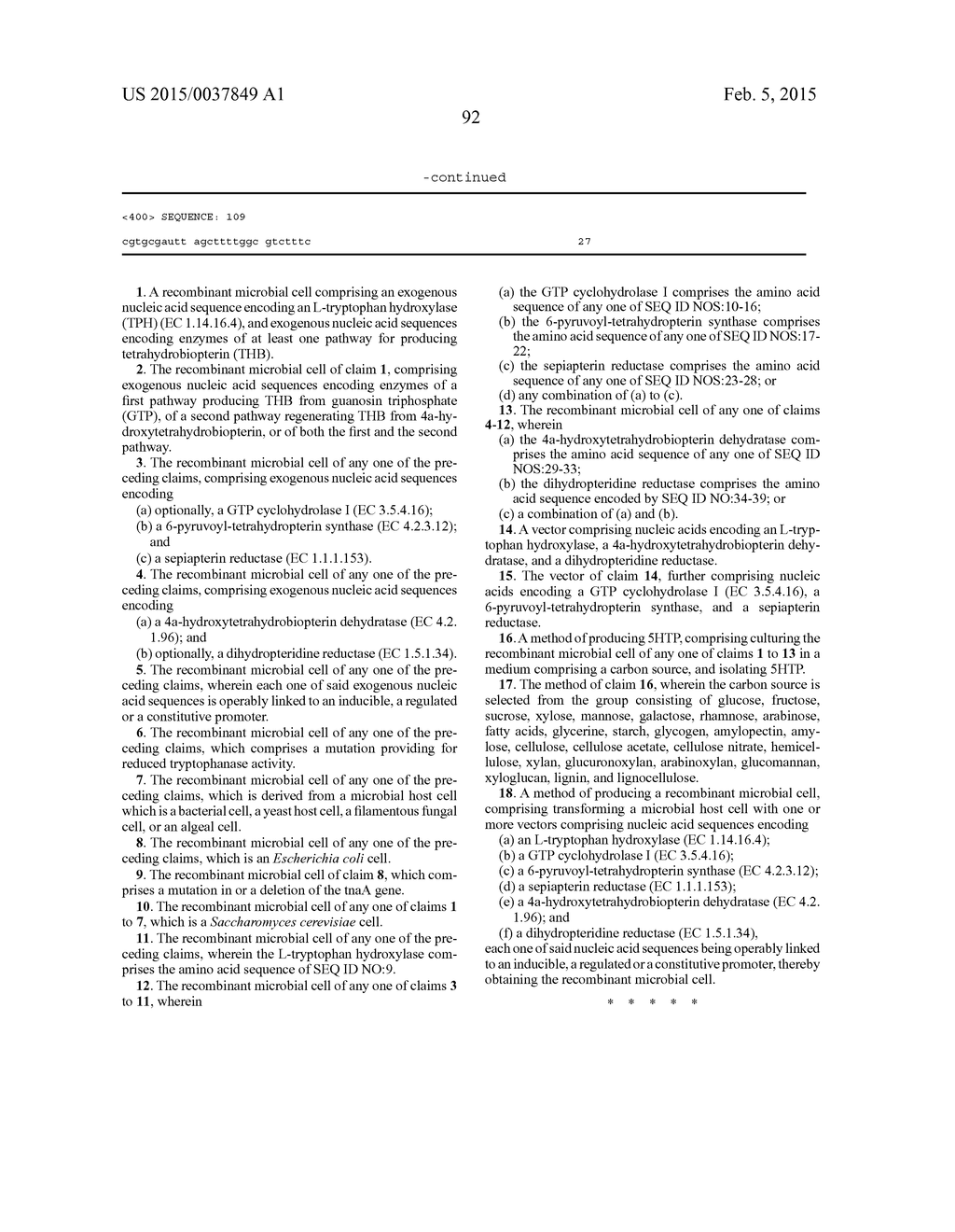 MICROORGANISMS FOR THE PRODUCTION OF 5-HYDROXYTRYPTOPHAN - diagram, schematic, and image 99