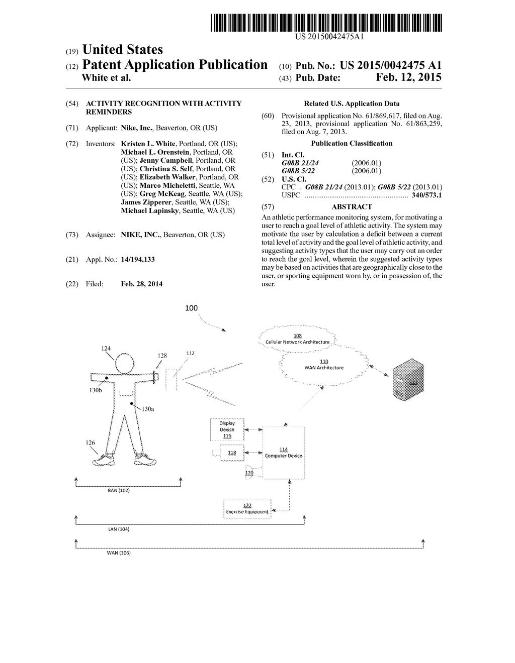 ACTIVITY RECOGNITION WITH ACTIVITY REMINDERS - diagram, schematic, and image 01