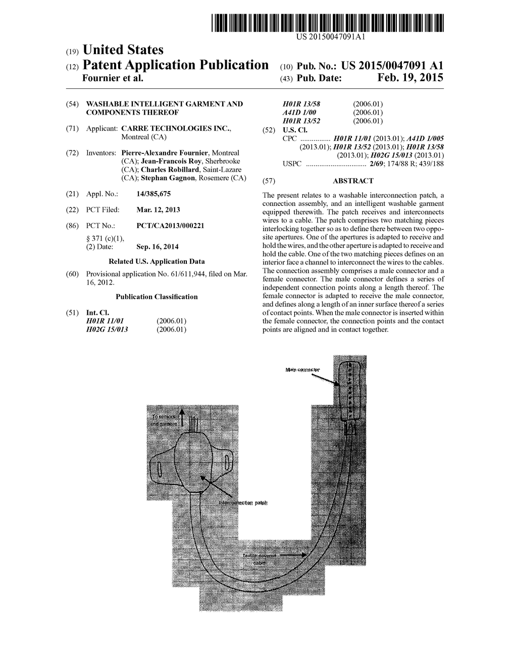 WASHABLE INTELLIGENT GARMENT AND COMPONENTS THEREOF - diagram, schematic, and image 01