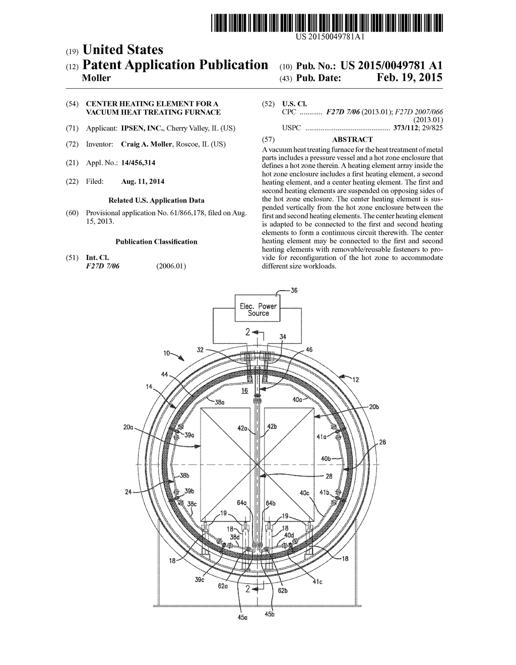 Center Heating Element for a Vacuum Heat Treating Furnace - diagram, schematic, and image 01