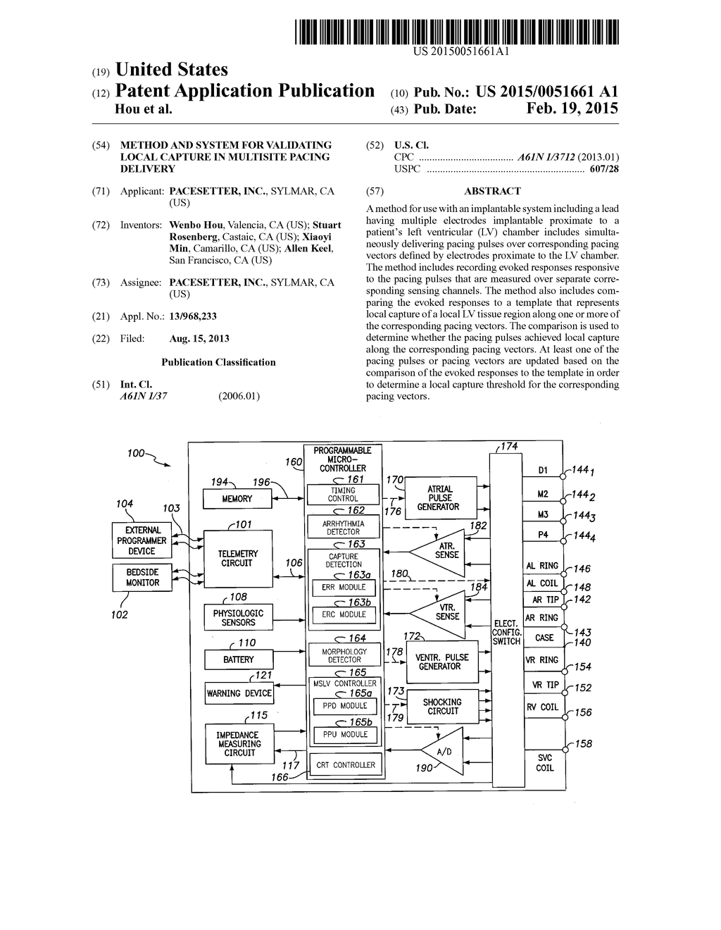 Method and System for Validating Local Capture in Multisite Pacing     Delivery - diagram, schematic, and image 01