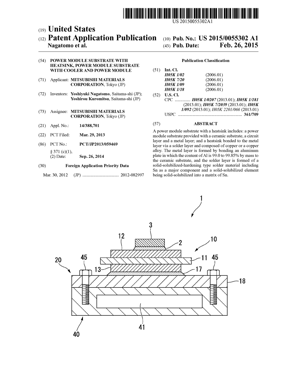 POWER MODULE SUBSTRATE WITH HEATSINK, POWER MODULE SUBSTRATE WITH COOLER     AND POWER MODULE - diagram, schematic, and image 01