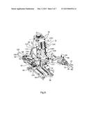 TOOL SUPPORT INCORPORATING A GUIDANCE SYSTEM SPACED APART FROM THE TOOL     AND MACHINING DEVICE INCORPORATING THE TOOL SUPPORT diagram and image