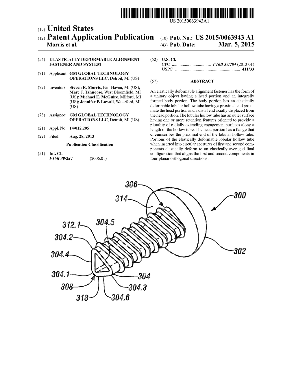 ELASTICALLY DEFORMABLE ALIGNMENT FASTENER AND SYSTEM - diagram, schematic, and image 01