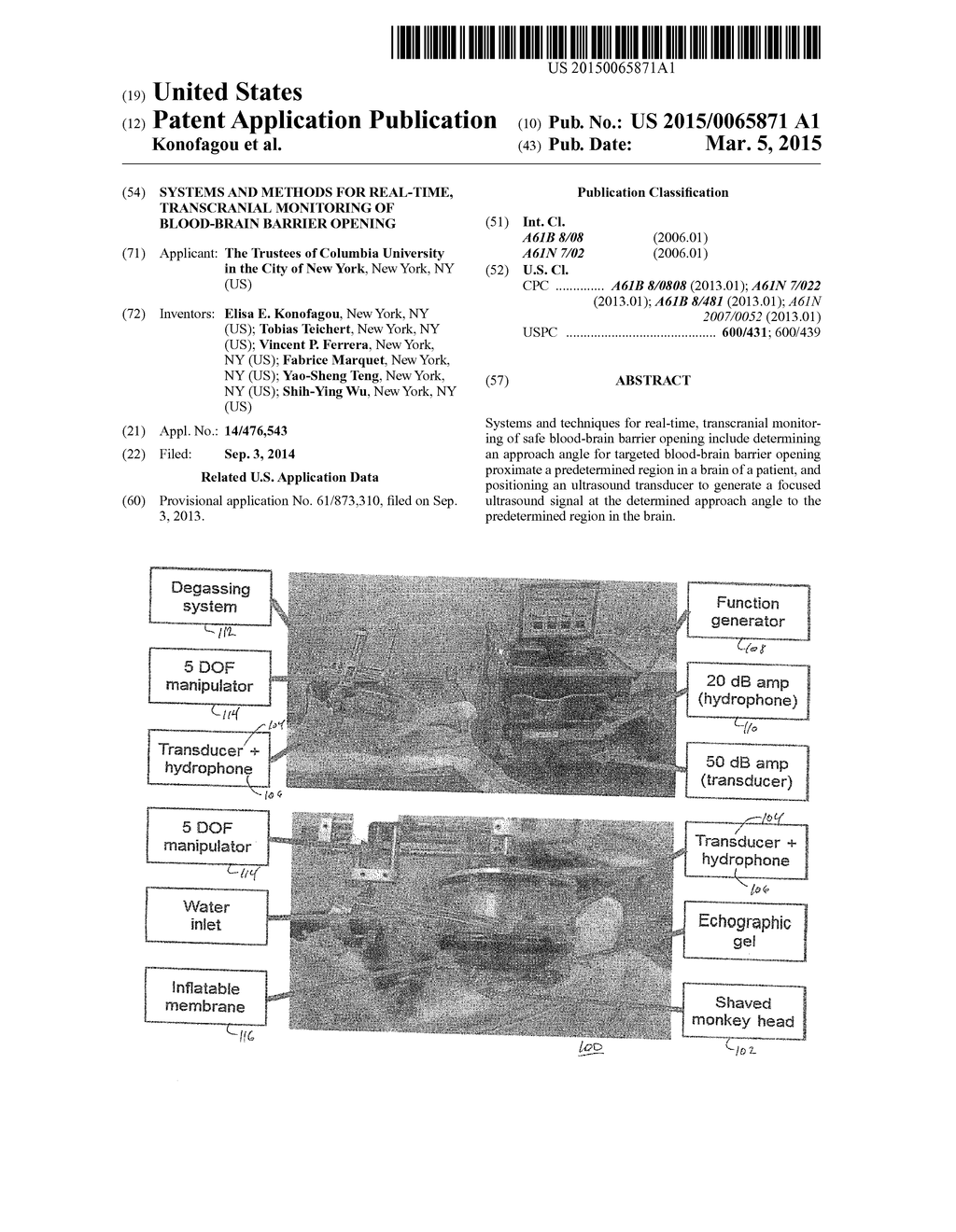 SYSTEMS AND METHODS FOR REAL-TIME, TRANSCRANIAL MONITORING OF BLOOD-BRAIN     BARRIER OPENING - diagram, schematic, and image 01