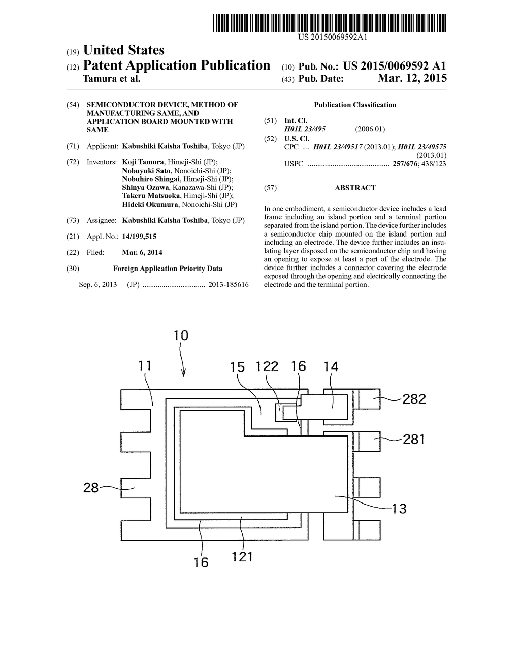 SEMICONDUCTOR DEVICE, METHOD OF MANUFACTURING SAME, AND APPLICATION BOARD     MOUNTED WITH SAME - diagram, schematic, and image 01