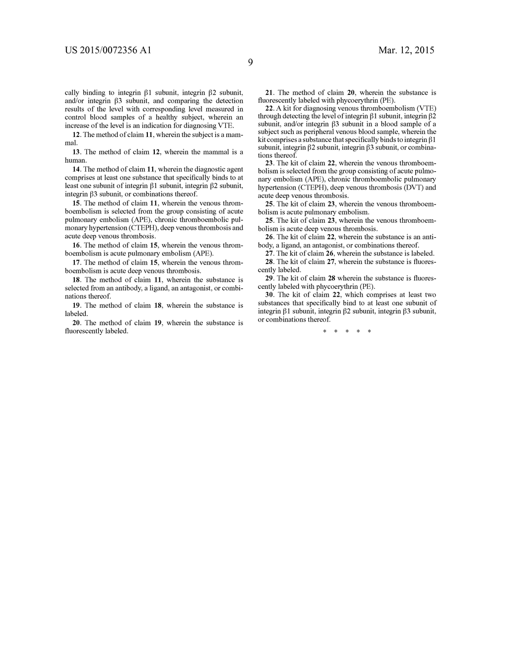 APPLICATION OF INTEGRIN BETA SUBUNIT IN DIAGNOSING VENOUS THROMBOEMBOLISM - diagram, schematic, and image 17