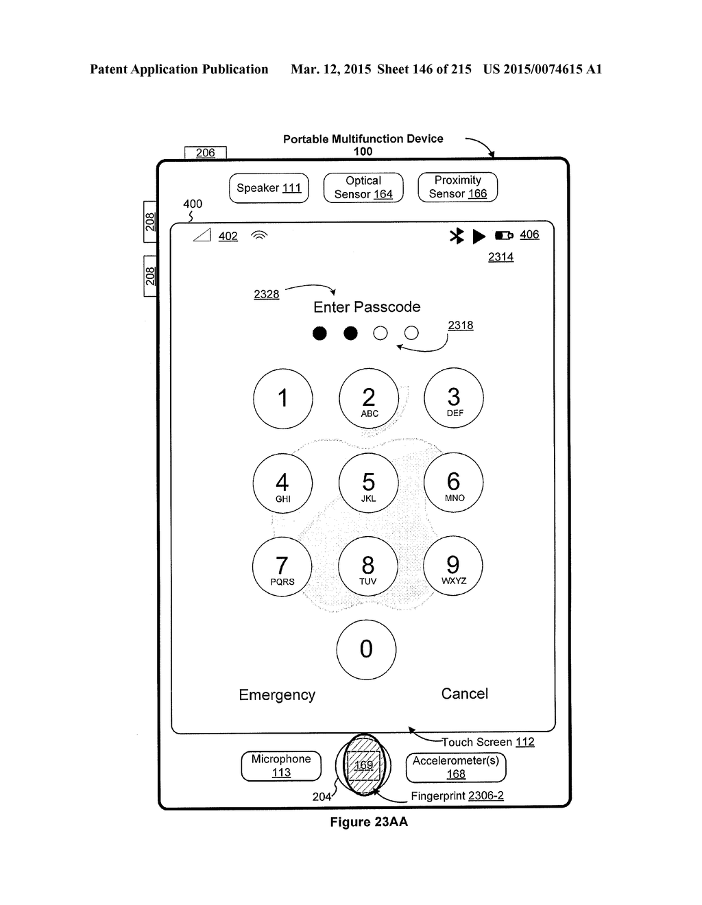 DEVICE, METHOD, AND GRAPHICAL USER INTERFACE FOR MANIPULATING USER     INTERFACES BASED ON FINGERPRINT SENSOR INPUTS - diagram, schematic, and image 147