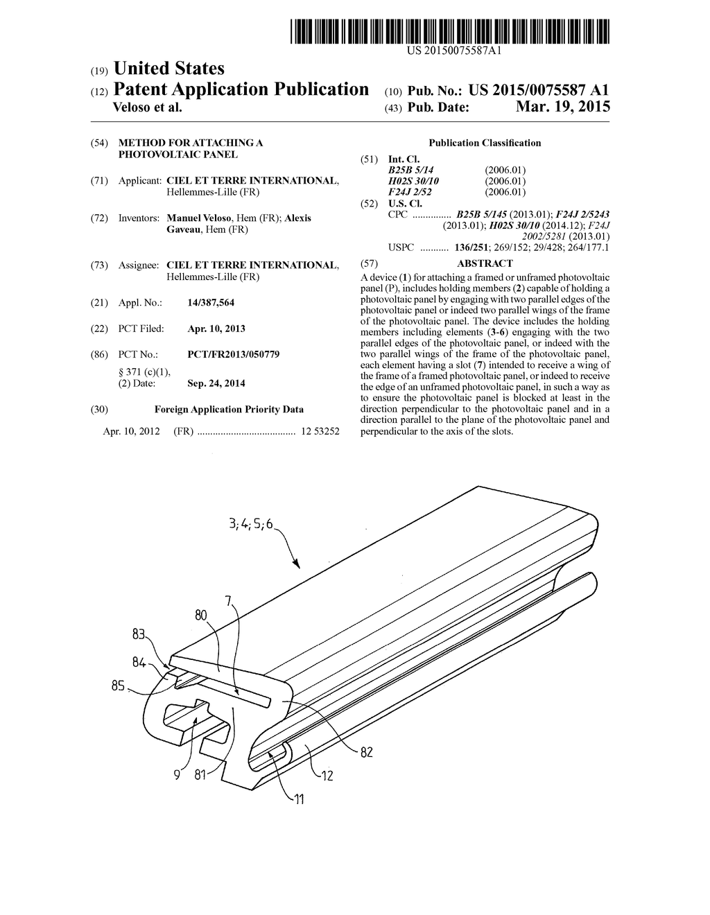 METHOD FOR ATTACHING A PHOTOVOLTAIC PANEL - diagram, schematic, and image 01