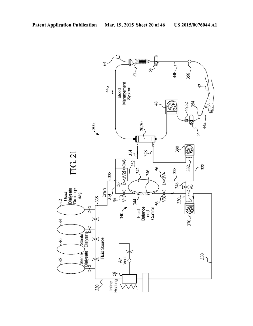 HEMODIALYSIS SYSTEM INCLUDING A DISPOSABLE CASSETTE - diagram, schematic, and image 21