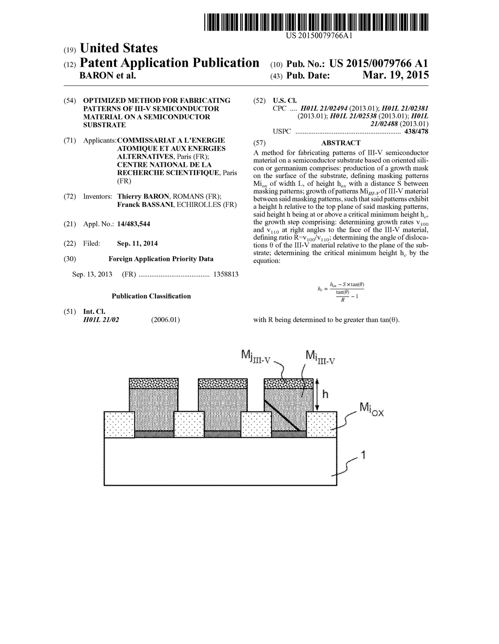 OPTIMIZED METHOD FOR FABRICATING PATTERNS OF III-V SEMICONDUCTOR MATERIAL     ON A SEMICONDUCTOR SUBSTRATE - diagram, schematic, and image 01