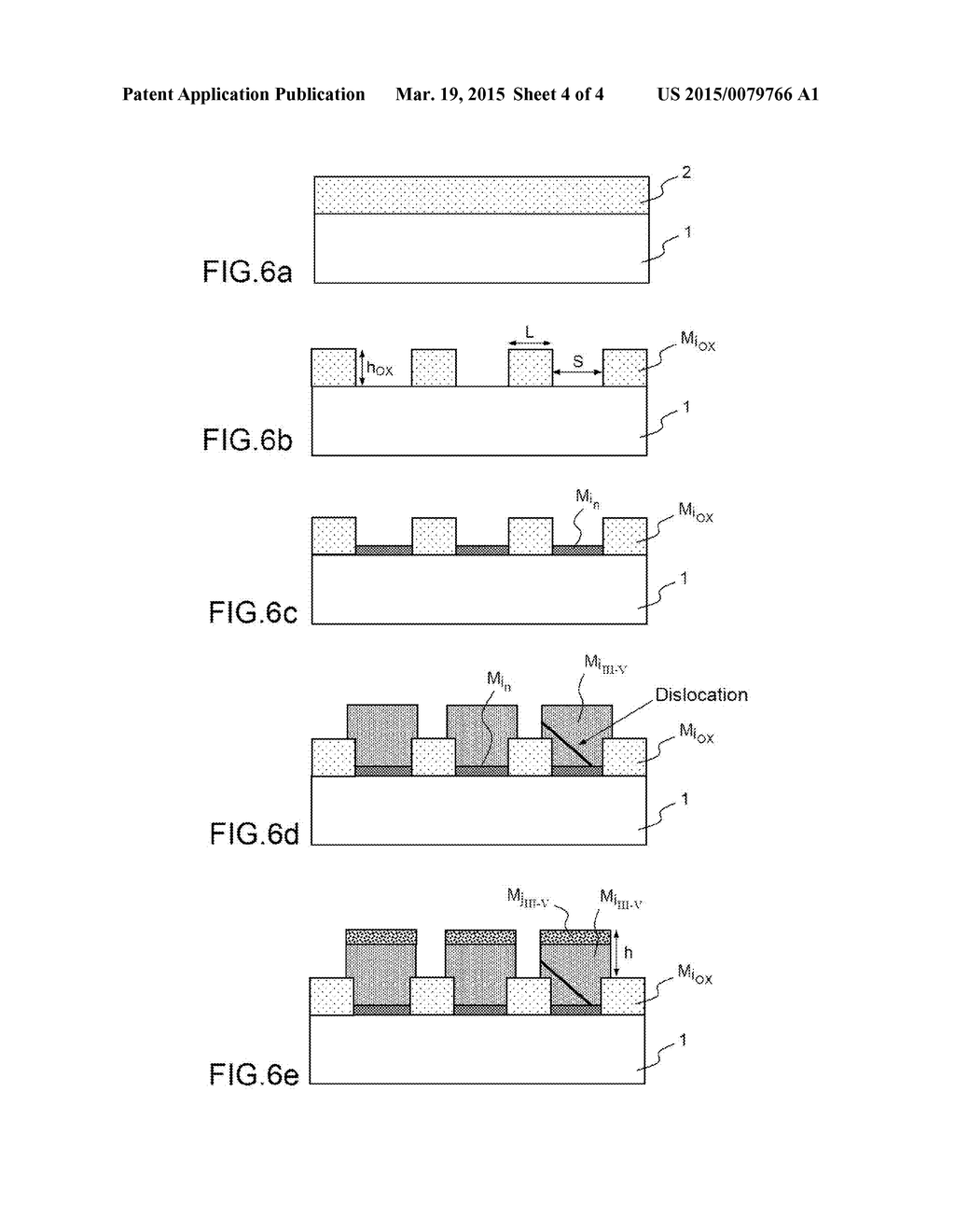 OPTIMIZED METHOD FOR FABRICATING PATTERNS OF III-V SEMICONDUCTOR MATERIAL     ON A SEMICONDUCTOR SUBSTRATE - diagram, schematic, and image 05