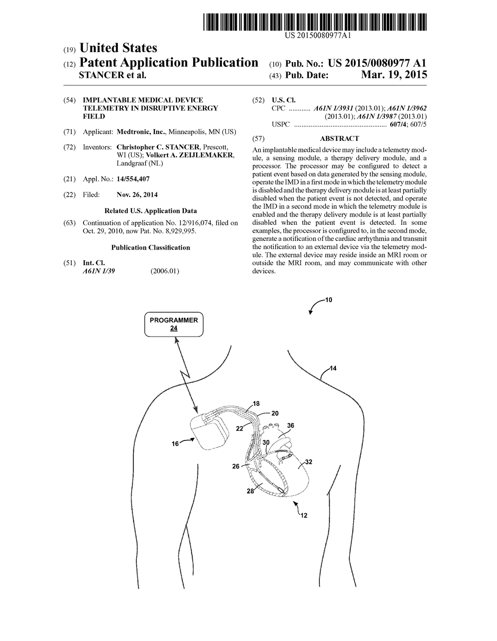 IMPLANTABLE MEDICAL DEVICE TELEMETRY IN DISRUPTIVE ENERGY FIELD - diagram, schematic, and image 01