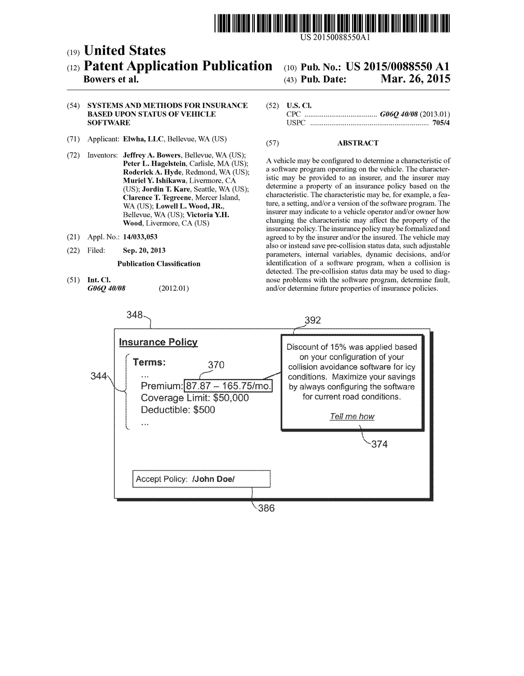 SYSTEMS AND METHODS FOR INSURANCE BASED UPON STATUS OF VEHICLE SOFTWARE - diagram, schematic, and image 01