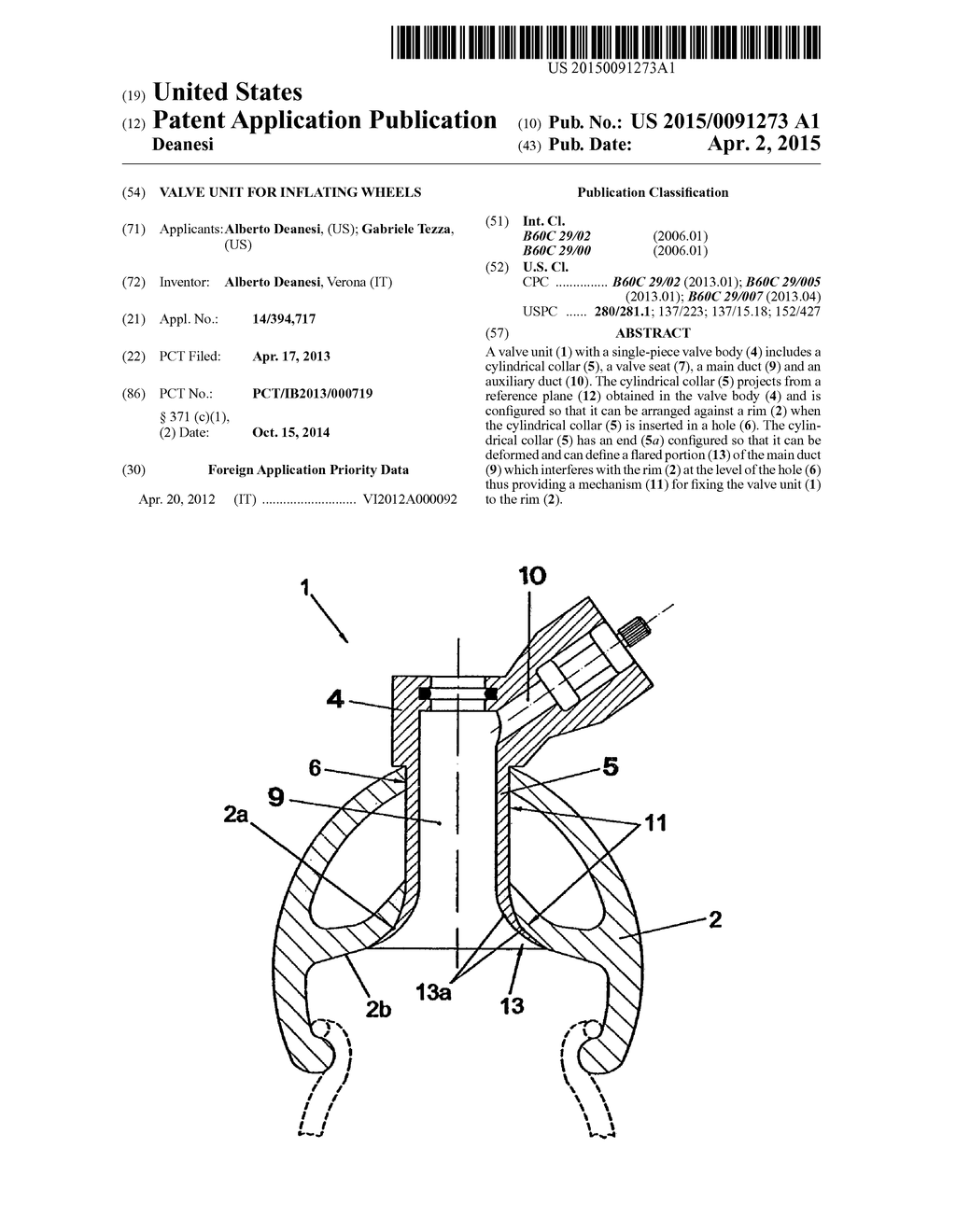 VALVE UNIT FOR INFLATING WHEELS - diagram, schematic, and image 01