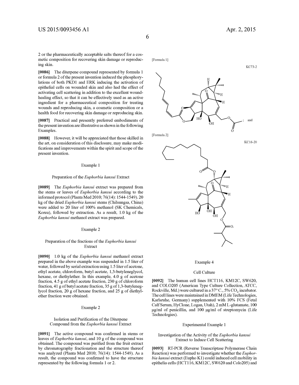 PHARMACEUTICAL COMPOSITION FOR TREATING WOUNDS OR REVITALIZING SKIN     COMPRISING EUPHORBIA KANSUI EXTRACTS, FRACTIONS THEREOF OR DITERPENE     COMPOUNDS SEPARATED FROM THE FRACTIONS AS ACTIVE INGREDIENT - diagram, schematic, and image 13